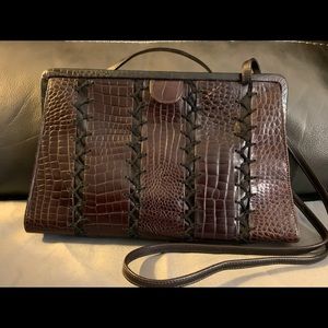 Sharif brown croc shoulder purse